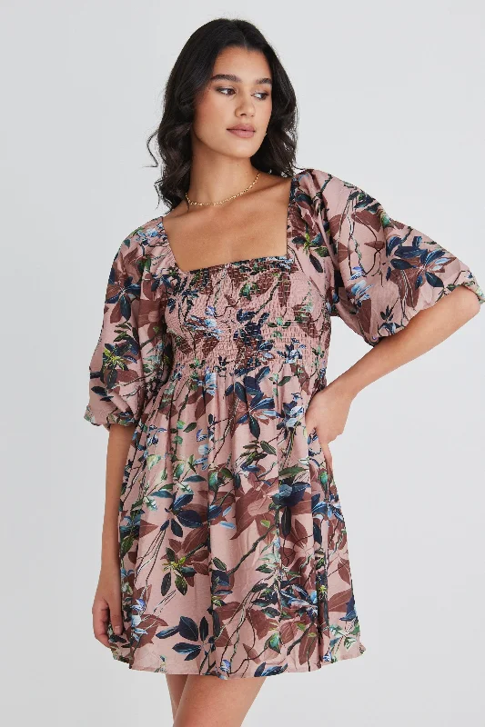 Strapless Women Dress with a Built - in Bra for Comfort and SupportBea Blush Paradise LS Rouched Empire Bodice Mini Dress Strapless Women Dress with a Built - in Bra for Comfort and SupportBea Blush Paradise LS Rouched Empire Bodice Mini Dress