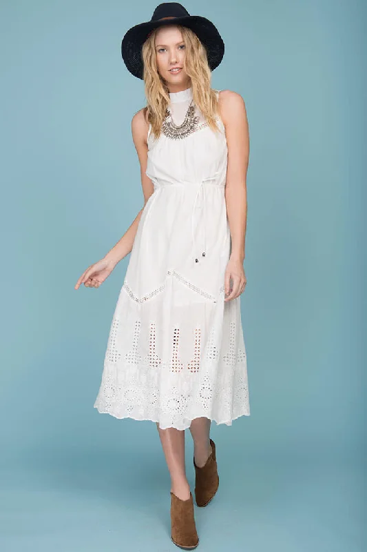 Empire Waist Women Dress to Accentuate the Bust and Conceal the WaistBentley Chic Summer Midi Dress White