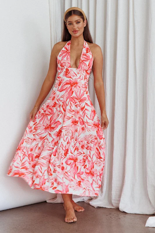 Pleated Women Dress with a Timeless and Elegant TextureBondi Keyhole Bust Maxi Dress Floral Pink Pleated Women Dress with a Timeless and Elegant TextureBondi Keyhole Bust Maxi Dress Floral Pink
