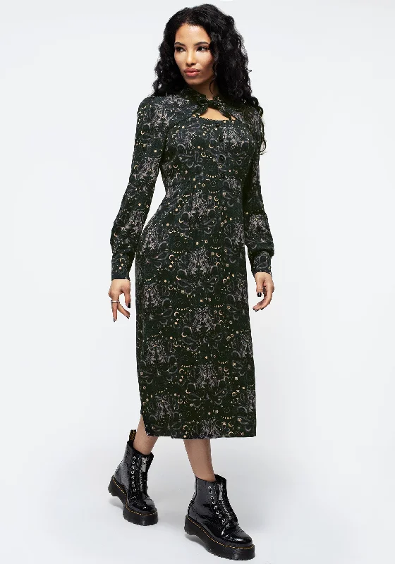 Empire Waist Women Dress to Accentuate the Bust and Conceal the WaistCailleach Peasant Sleeve Midi Dress