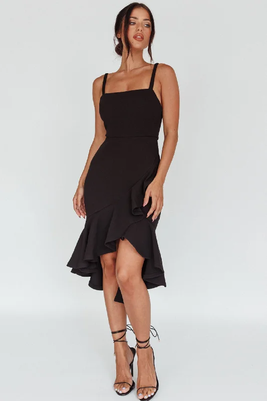 Shift Women Dress with a Simple and Classic Design for Everyday WearCartagena High-Low Asymmetric Salsa Dress Black