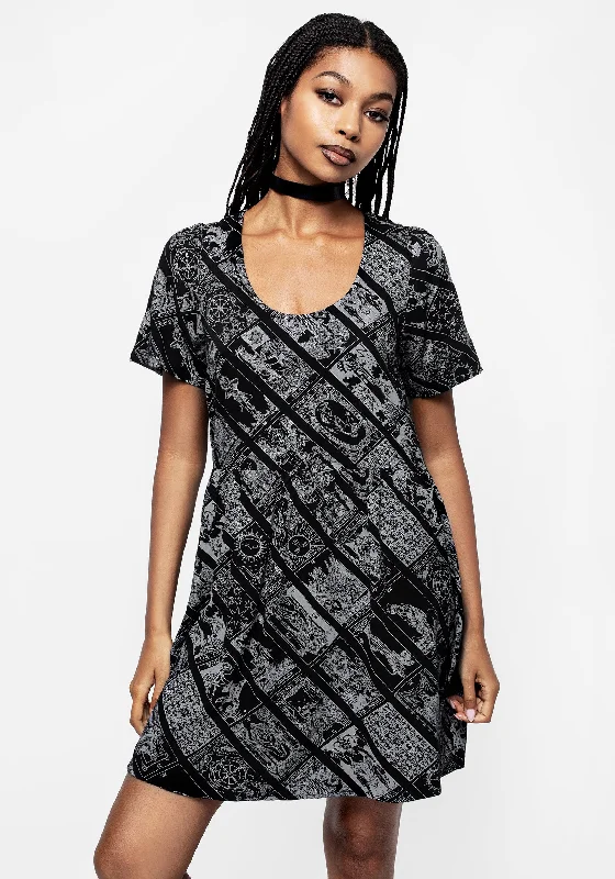 Ruffled Women Dress with Multiple Layers for a Playful and Girly StyleCartomancy Scoop Neck Mini Smock Dress
