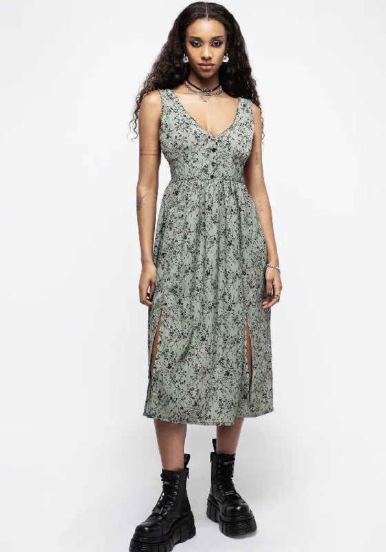 Little Black Women Dress with Sequins for a Glamorous Night OutCassie Green Floral Corset Button Midi Split Dress