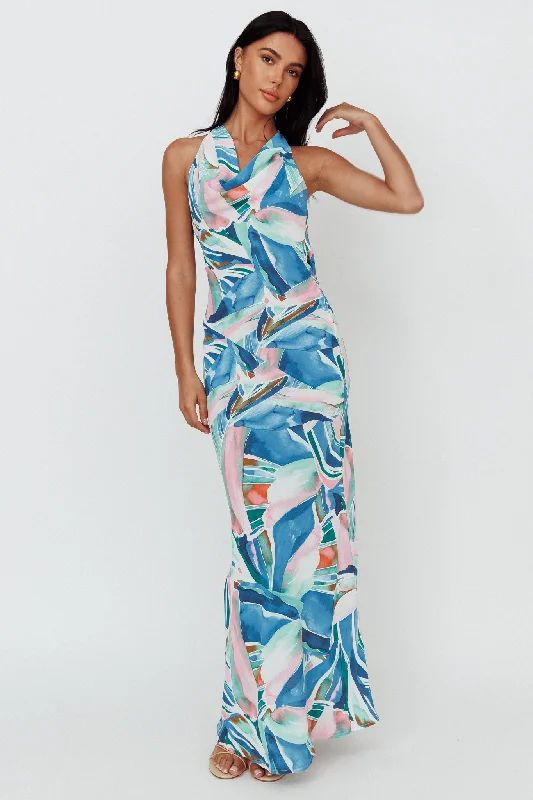 Strapless Women Dress with a Built - in Bra for Comfort and SupportCassiopeia Open Back Maxi Dress Abstract Blue Strapless Women Dress with a Built - in Bra for Comfort and SupportCassiopeia Open Back Maxi Dress Abstract Blue