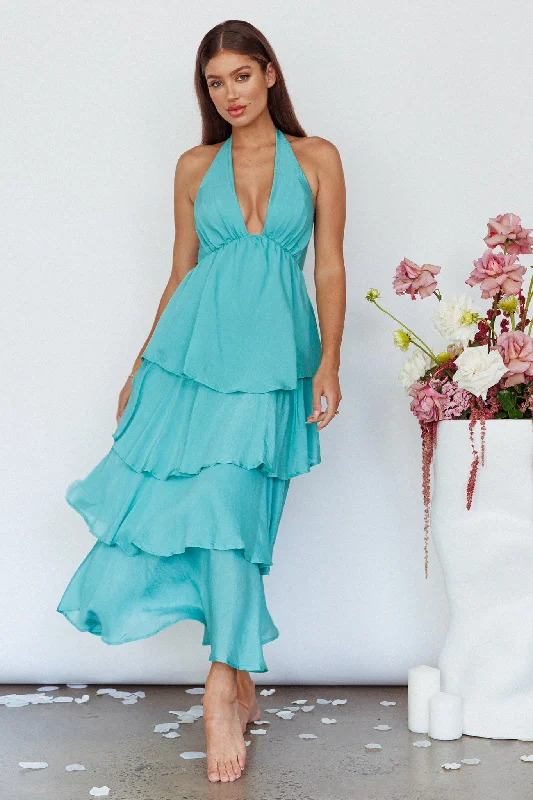 Ball Gown Women Dress with a Full Skirt for a Princess - like LookCatalina Tiered Ruffle Maxi Dress Mint