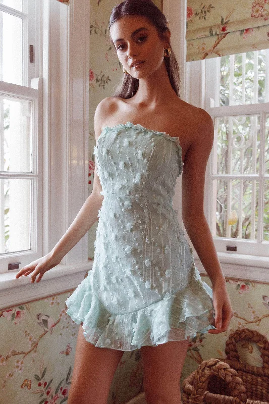 Empire Waist Women Dress to Accentuate the Bust and Conceal the WaistCece Embellished Bandeau Dress Sage