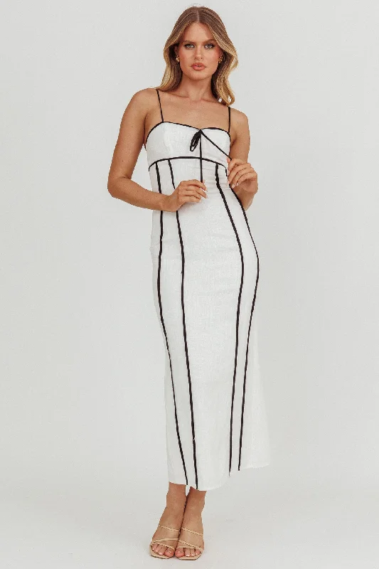 Mermaid - Style Women Dress with a Fitted Silhouette for Special OccasionsChamberlain Contrast Maxi Dress White