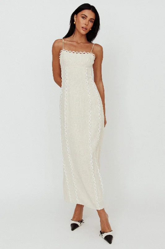 Shift Women Dress with a Simple and Classic Design for Everyday WearChamberlain Scallop Trim Midi Dress Beige Shift Women Dress with a Simple and Classic Design for Everyday WearChamberlain Scallop Trim Midi Dress Beige