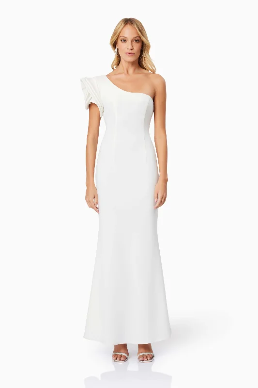 Ruffled Women Dress with Multiple Layers for a Playful and Girly StyleCharlotte Rosette Maxi Dress in White