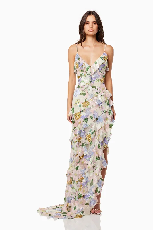 Maxi Women Dress with Floral Print for a Bohemian VibeCosima Asymmetrical Gown In Pink