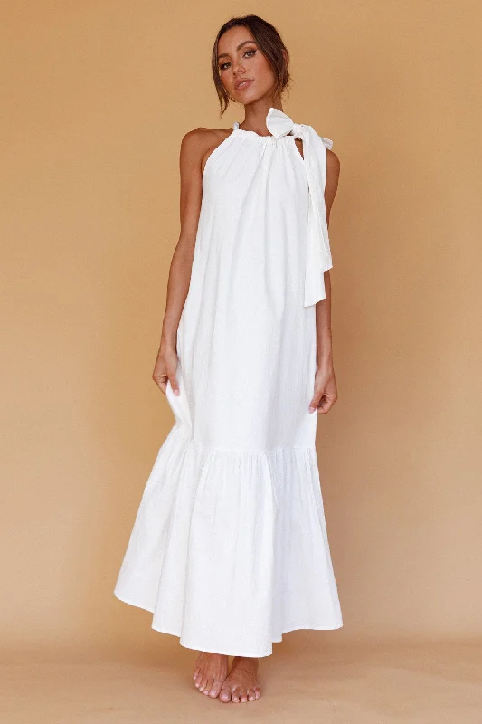 Off - the - Shoulder Women Dress for a Romantic and Feminine LookCruise Shoulder Tie Maxi Dress White