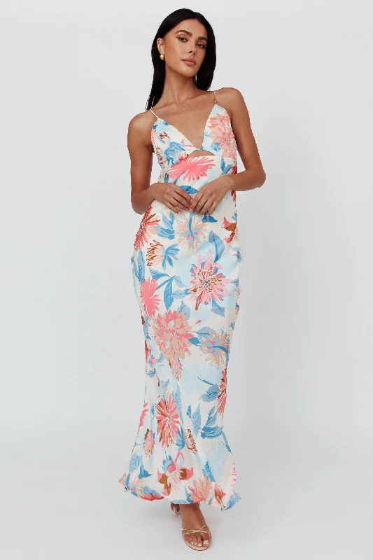 Mini Women Dress with a Short Hem for a Young and Trendy StyleDance Again Cut-Out Back Maxi Dress Floral Blue