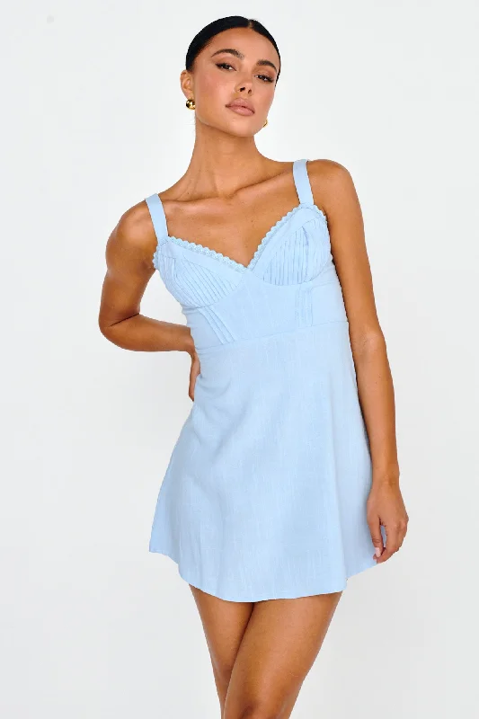 Mini Women Dress with a Short Hem for a Young and Trendy StyleDay Dreamer Pintuck Pleat Mini Dress Blue