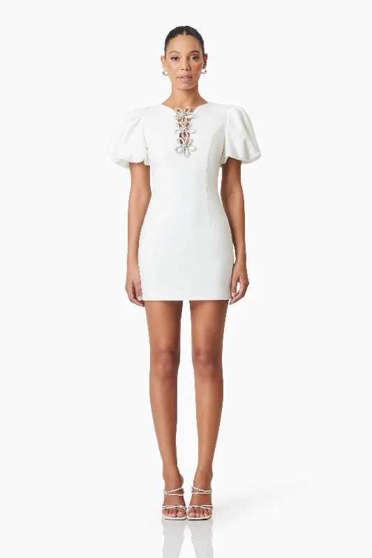 Ruffled Women Dress with Multiple Layers for a Playful and Girly StyleDelia Diamante Mini Dress In White