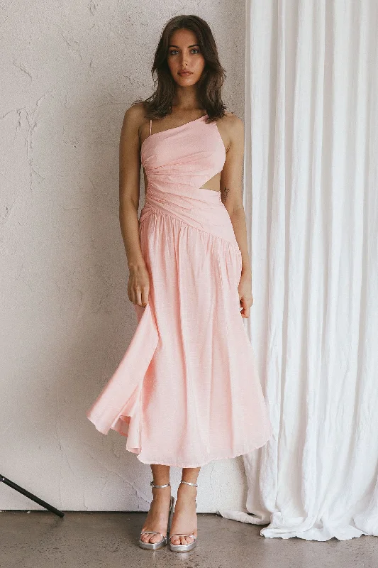 Ball Gown Women Dress with a Full Skirt for a Princess - like LookDestination Open Back Midi Dress Blush
