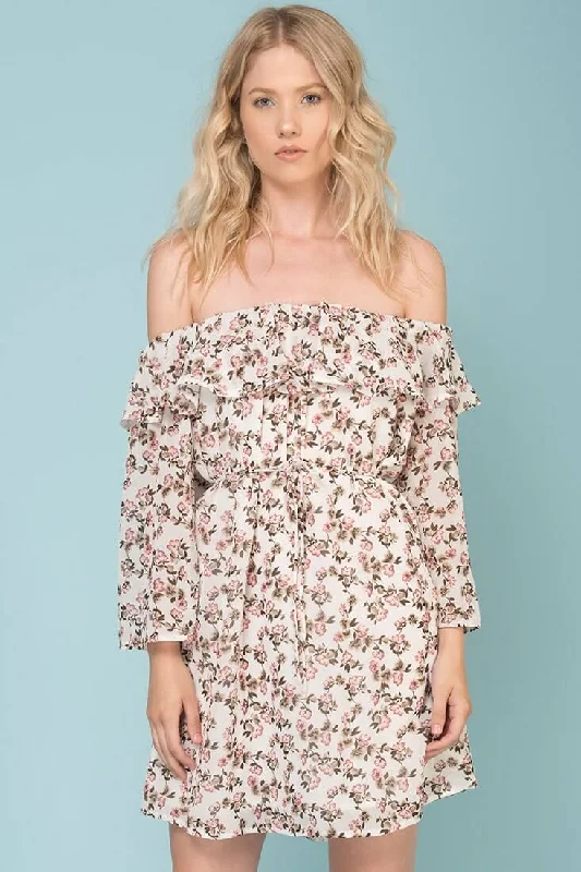 Pleated Women Dress with a Timeless and Elegant TextureEmmie Floral Brunch Day Dress White Pleated Women Dress with a Timeless and Elegant TextureEmmie Floral Brunch Day Dress White