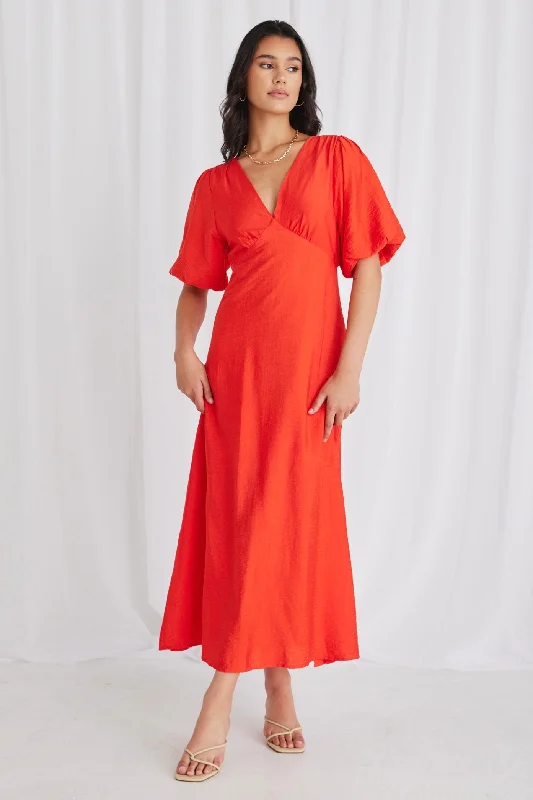 Long - Sleeve Women Dress in Velvet for a Luxurious Winter LookEmpire Sunset Puff Sleeve Midi Dress