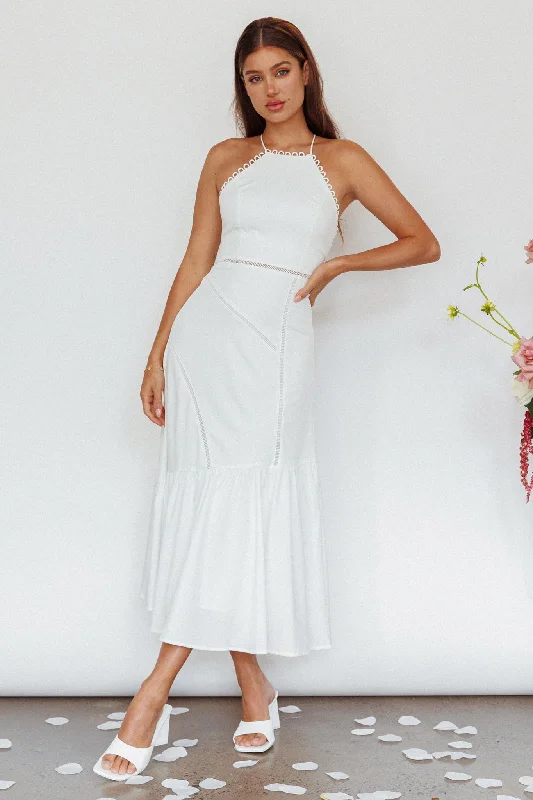 Little Black Women Dress with Sequins for a Glamorous Night OutFelini Criss-Cross Back Flounce Midi Dress White