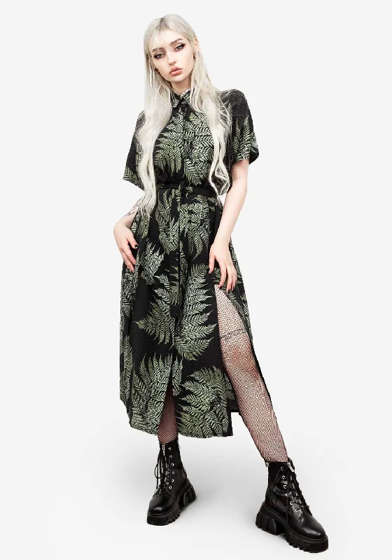Off - the - Shoulder Women Dress for a Romantic and Feminine LookFern Midi Shirt Dress Off - the - Shoulder Women Dress for a Romantic and Feminine LookFern Midi Shirt Dress