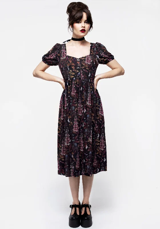 Strapless Women Dress with a Built - in Bra for Comfort and SupportFoxglove Button Detail Midi Dress
