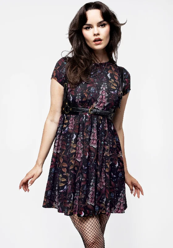 Sheath Women Dress with a Tailored Fit for a Professional LookFoxglove Mini Skater Dress