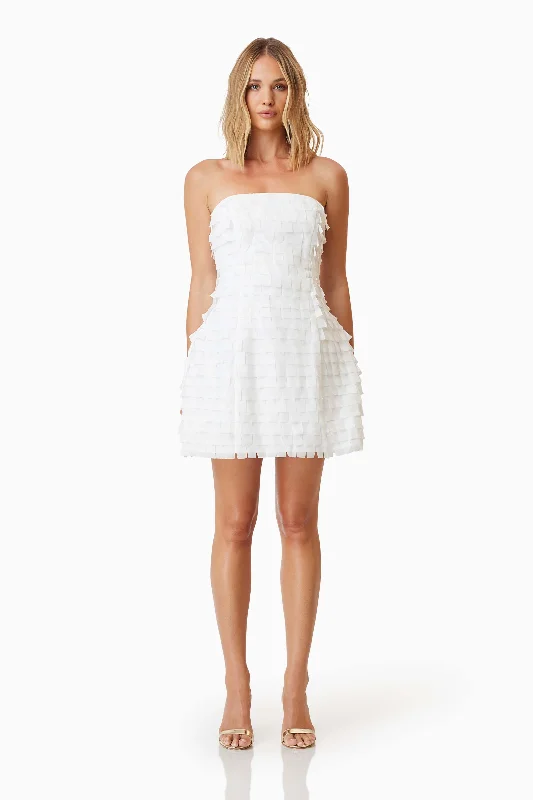 Strapless Women Dress with a Built - in Bra for Comfort and SupportHailey Strapless Mini Party Dress In White