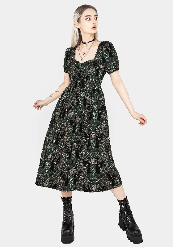 Plus Size Women Dress with a Flattering A - Line Cut for Comfort and StyleHemlock Button Front Midi Dress - Green