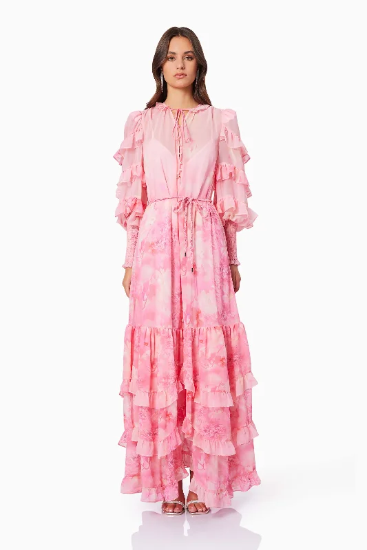 Printed Abstract Women Dress for a Modern and Artistic AppealIvy Printed Maxi Dress in Pink
