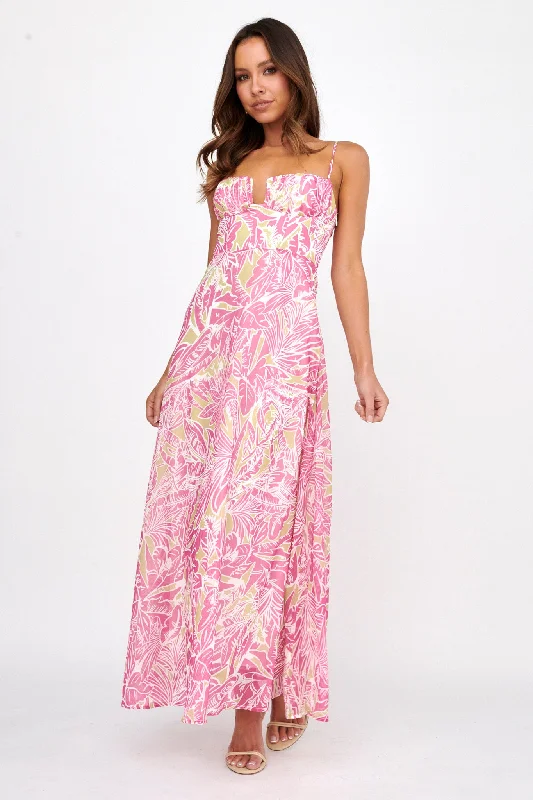 Wrap - Style Women Dress with Adjustable Fit for All Body TypesKindred Love Gathered Bust Maxi Dress Pink