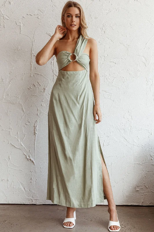 Empire Waist Women Dress to Accentuate the Bust and Conceal the WaistLa Sierra Buckle Bust Midi Dress Pistachio