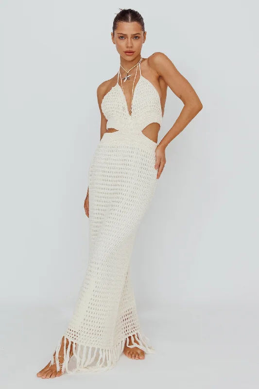 Little Black Women Dress with Sequins for a Glamorous Night OutLelei Crochet Open Back Maxi Dress Beige