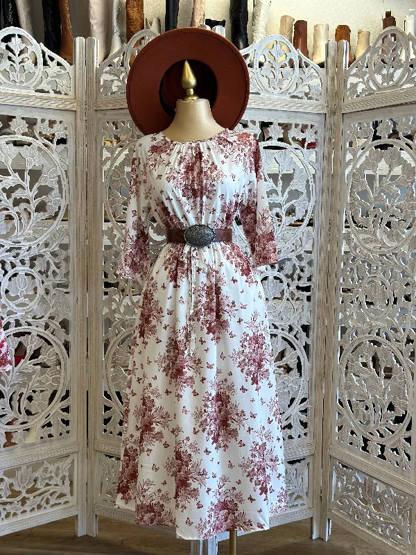 Plus Size Women Dress with a Flattering A - Line Cut for Comfort and StyleLong Sleeve Pattern Maxi Dress- Slightly Stretchy