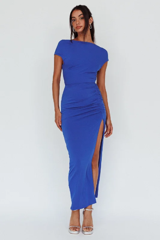 Little Black Women Dress with Sequins for a Glamorous Night OutLucinda Cap Sleeve Ruched Midi Dress Blue