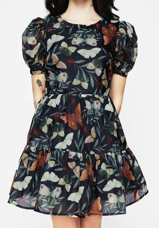 Mini Women Dress with a Short Hem for a Young and Trendy StyleMariposa Puff Sleeve Organza Mini Dress