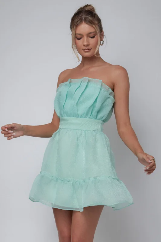 Little Black Women Dress with Sequins for a Glamorous Night OutMarisela Strapless Frill Hem Mini Dress Mint