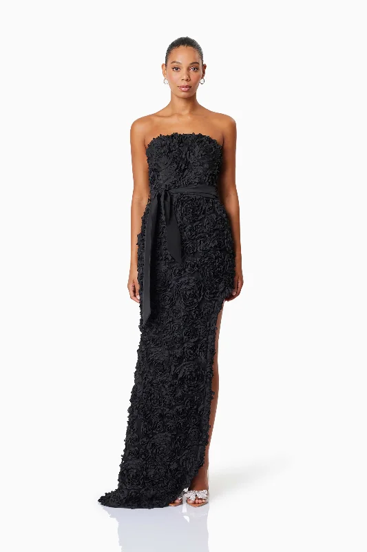 Wrap - Style Women Dress with Adjustable Fit for All Body TypesMegan Strapless Maxi Gown In Black Wrap - Style Women Dress with Adjustable Fit for All Body TypesMegan Strapless Maxi Gown In Black