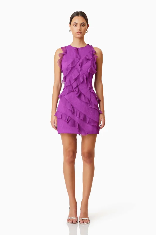 Empire Waist Women Dress to Accentuate the Bust and Conceal the WaistMia Sheer Party Mini Dress In Purple