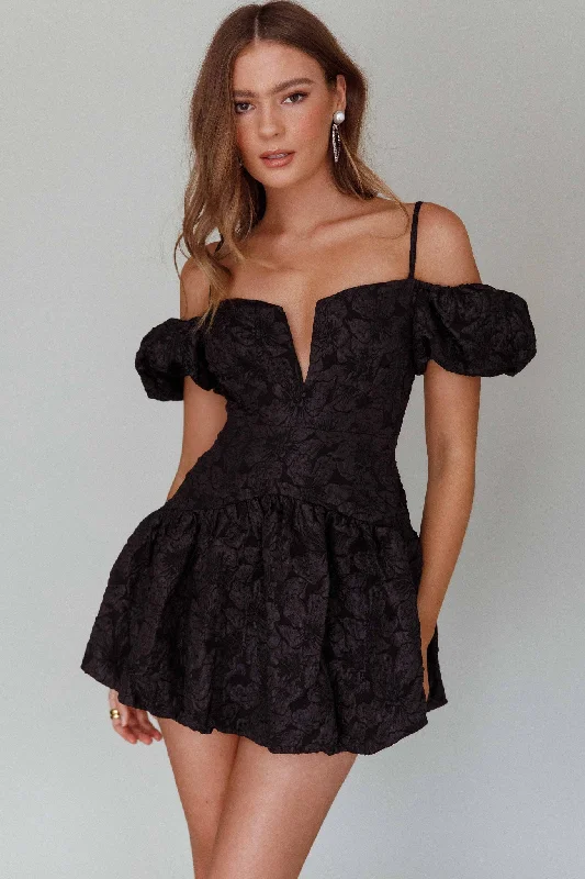Little Black Women Dress with Sequins for a Glamorous Night OutMon Bebe Drop Waist Mini Dress Black