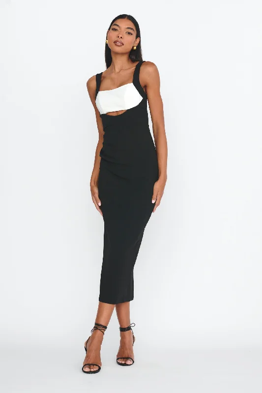 Backless Women Dress for a Sexy and Alluring Look at Evening EventsMove Maker Cut-Out Midi Dress Black