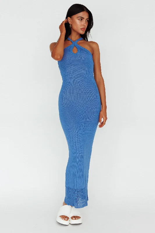 Long - Sleeve Women Dress in Velvet for a Luxurious Winter LookNalu Keyhole Knit Maxi Dress Tide