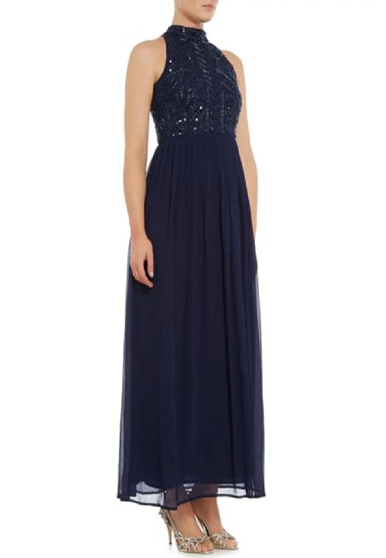 Little Black Women Dress with Sequins for a Glamorous Night OutNavy Embellished Maxi Dress