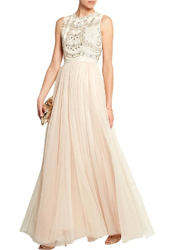 Long - Sleeve Women Dress in Velvet for a Luxurious Winter LookIvory Sequins Embellished Tulle Gown (UK 6)