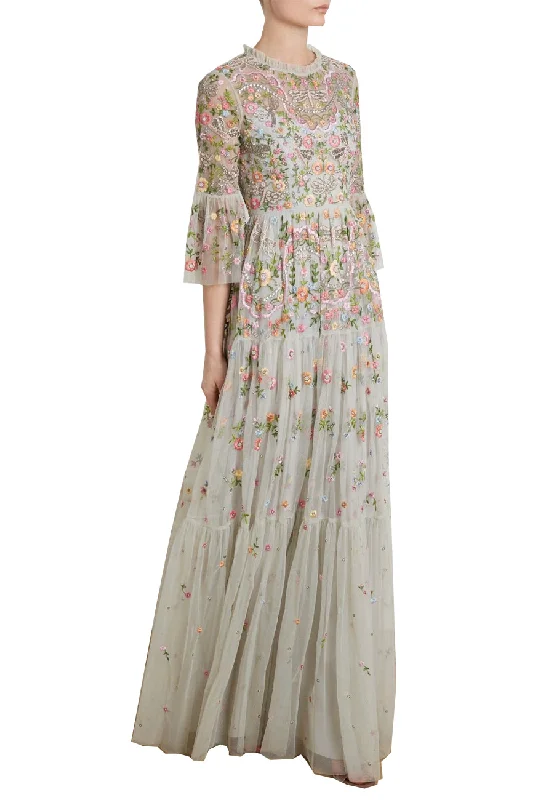 Shift Women Dress with a Simple and Classic Design for Everyday WearLight Grey Dragonfly Garden Embellished Tulle Gown