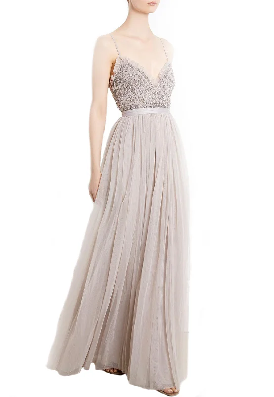 Off - the - Shoulder Women Dress for a Romantic and Feminine LookNude Andromeda Tie Back Sleeveless Embellished Maxi Dress Off - the - Shoulder Women Dress for a Romantic and Feminine LookNude Andromeda Tie Back Sleeveless Embellished Maxi Dress