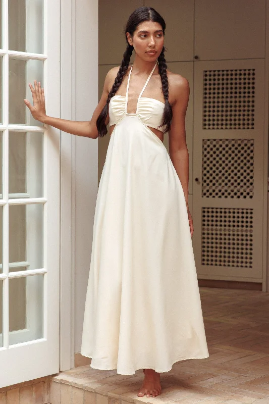 Wrap - Style Women Dress with Adjustable Fit for All Body TypesOnika Cut-Out Tied Back Maxi Dress Butter