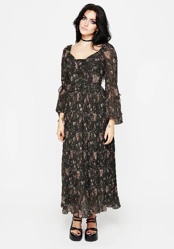 Ruffled Women Dress with Multiple Layers for a Playful and Girly StyleOphelia Pleated Chiffon Maxi Dress