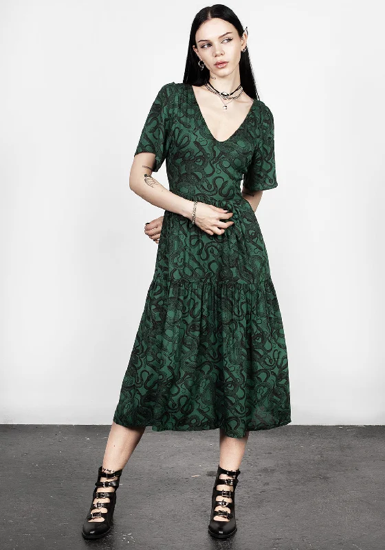 Maxi Women Dress with Floral Print for a Bohemian VibeOphidia Midi Dress
