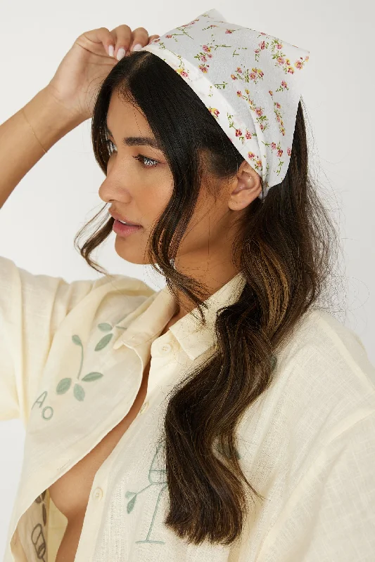 Lace - Embellished Women Dress for an Elegant and Sophisticated AppearancePeta Floral Headscarf Band White