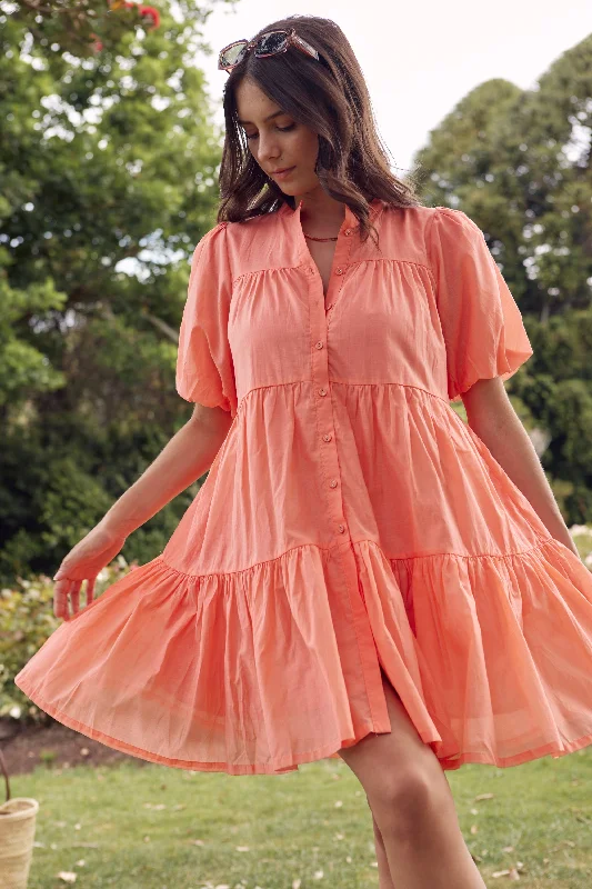 Shift Women Dress with a Simple and Classic Design for Everyday WearRavine Watermelon SS Shirt Style Tiered Mini Dress