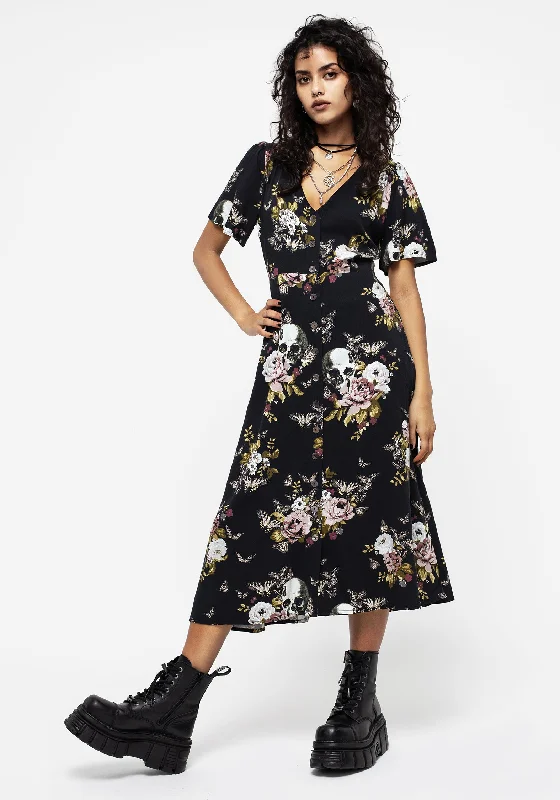 Long - Sleeve Women Dress in Velvet for a Luxurious Winter LookRevival Floral Button Up Midi Dress